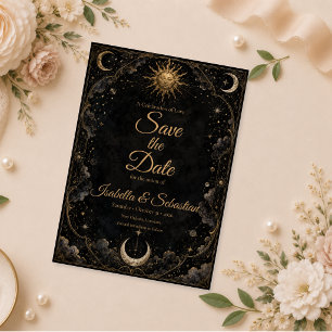 Save The Date Mariage Gothique Céleste Soleil Lune