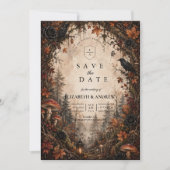 Save The Date Mariage gothique de forêt automnale (Devant)