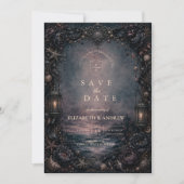 Save The Date Mariage gothique de plage au clair de lune (Devant)
