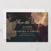 Save The Date Mariage gothique élégant rouge foncé Floral Boho (Devant)
