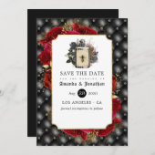 Save The Date Mariage gothique floral (Devant / Derrière)