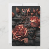 Save The Date Mariage gothique Floral Élégant Rosegold QR (Dos)