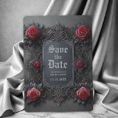 Save The Date Mariage gothique gris rouge floral Enregistrer la