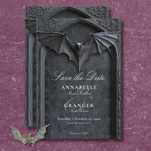 Save The Date Mariage gothique Halloween chauve chauve et arc no