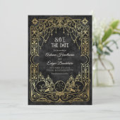 Save The Date Mariage gothique Halloween Tarot (Debout devant)