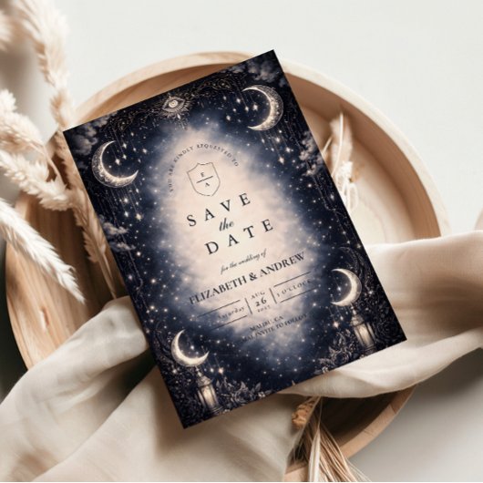 Save The Date Mariage gothique lunaire céleste