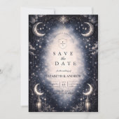 Save The Date Mariage gothique lunaire céleste (Devant)