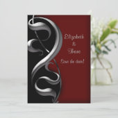 Save The Date Mariage gothique moderne Silver Scroll (Debout devant)