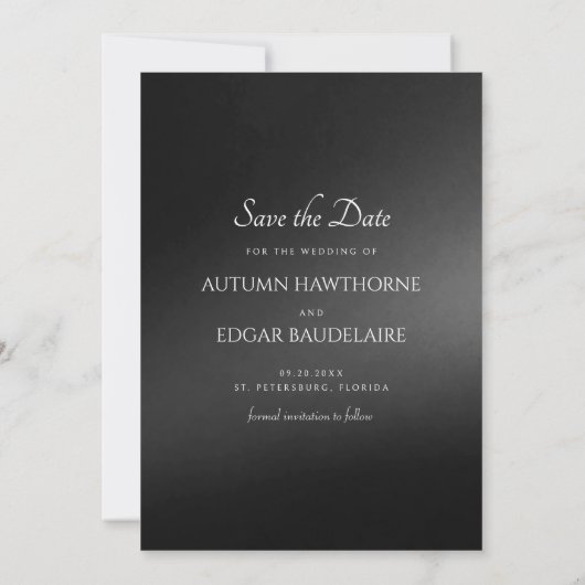 Save The Date Mariage gothique Moody White Peonies (Dos)