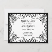 Save The Date Mariage gothique noir blanc (Devant)