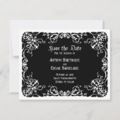 Save The Date Mariage gothique noir et blanc (Devant)