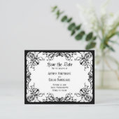 Save The Date Mariage gothique noir et blanc (Debout devant)