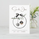 Save The Date Mariage gothique noir et blanc Baubles de Noël (Debout devant)