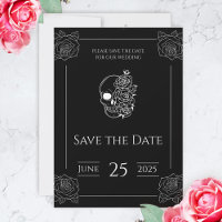 Mariage gothique noir et blanc Enregistrer la date