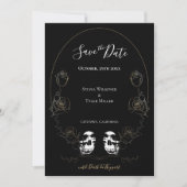Save The Date Mariage gothique noir floral (Devant)