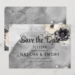 Save The Date Mariage gothique noir floral pivoine