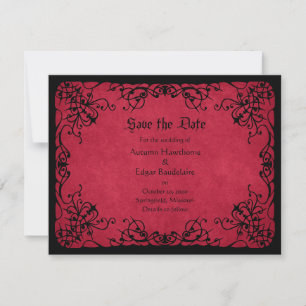 Save The Date Mariage gothique noir rouge