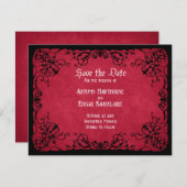Save The Date Mariage gothique noir rouge (Devant / Derrière)