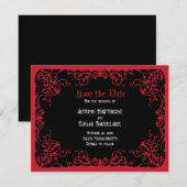 Save The Date Mariage gothique noir rouge (Devant / Derrière)
