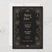 Save The Date Mariage gothique noir Tarot épouvantable (Devant)