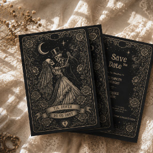 Save The Date Mariage gothique noir Tarot épouvantable