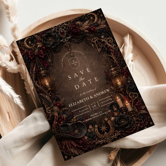 Save The Date Mariage gothique occidental romantique