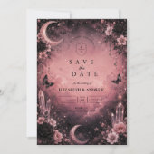 Save The Date Mariage gothique rose enchanté (Devant)
