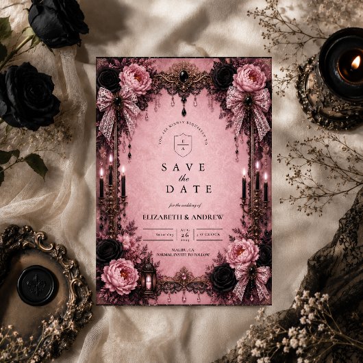Save The Date Mariage gothique rose romantique