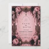 Save The Date Mariage gothique rose romantique (Devant)