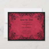 Save The Date Mariage gothique rouge noir (Devant)