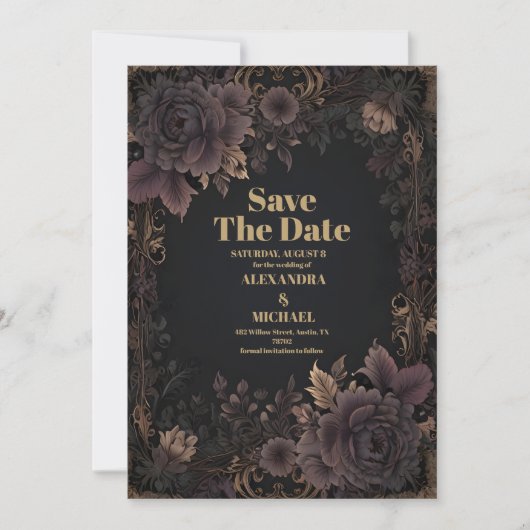 Save The Date Mariage gothique royal victorien (Devant)