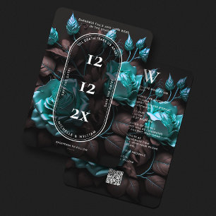 Save The Date Mariage gothique sombre élégant Roses bleues moder