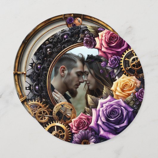 Save The Date Mariage gothique Steampunk Enregistrer la date (Devant / Derrière)