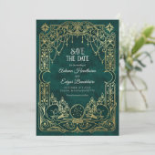 Save The Date Mariage gothique vert Halloween Tarot (Debout devant)