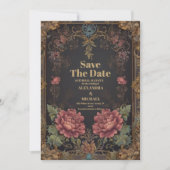 Save The Date Mariage gothique victorien floral (Devant)