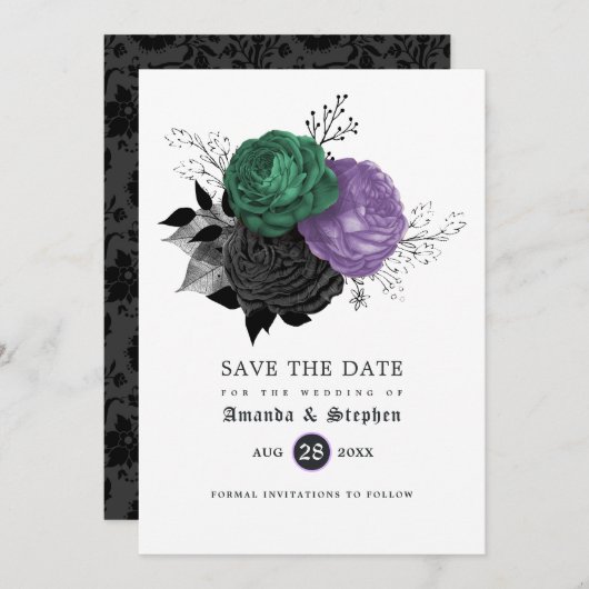 Save The Date Mariage gothique vintage (Devant / Derrière)
