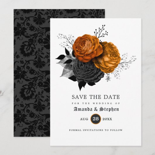 Save The Date Mariage gothique vintage (Devant / Derrière)