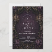 Save The Date Mariage gothique violet élégant (Devant)