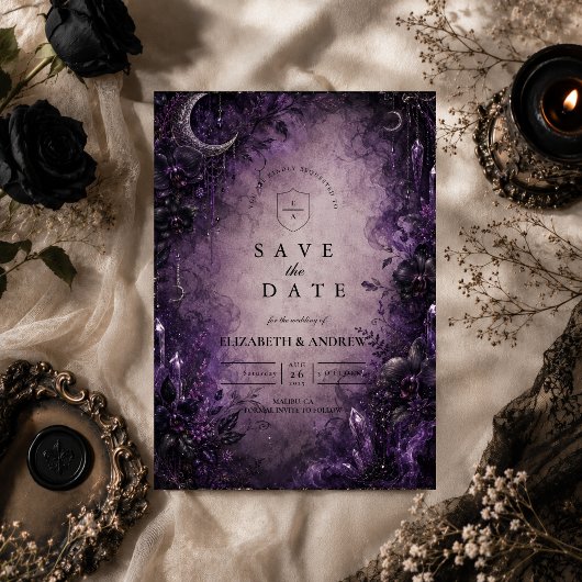 Save The Date Mariage gothique violet gothique
