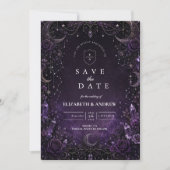 Save The Date Mariage gothique violet romantique (Devant)