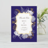 Save The Date Mariage graphique Blue Gold Botany (Debout devant)