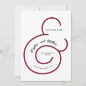 Save The Date Mariage Gras Moderne Rouge Script Grand Ampersand (Devant)
