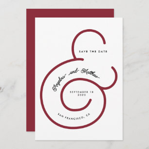 Save The Date Mariage Gras Moderne Rouge Script Grand Ampersand