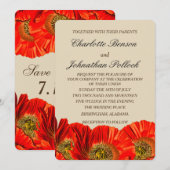 Save The Date Mariage Gras Rouge Fleurs de pavot (Devant / Derrière)