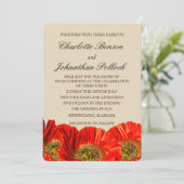 Save The Date Mariage Gras Rouge Fleurs de pavot (Debout devant)