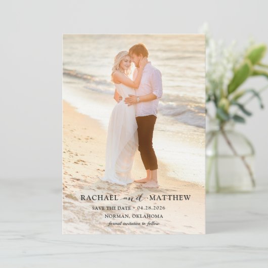 Save The Date Mariage Gray Simplement Design Enregistrer La Date (Debout devant)