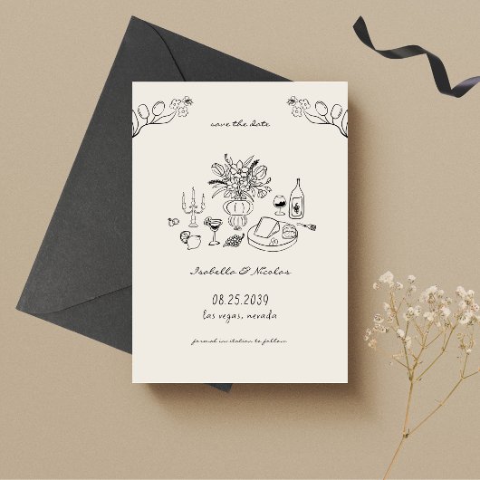 Save The Date Mariage gribouillé dessiné à la main