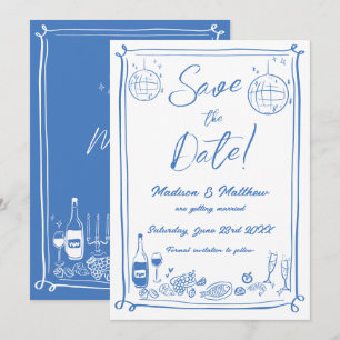 Save The Date Mariage gribouillis dessins à main levée Quirky 