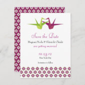 Save The Date Mariage Grue en Papier Origami (Devant / Derrière)