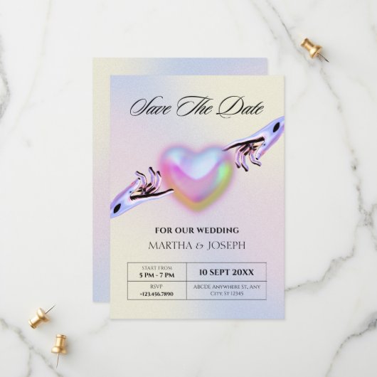 Save The Date Mariage Grunge y2k (Devant/Arrière en situation)